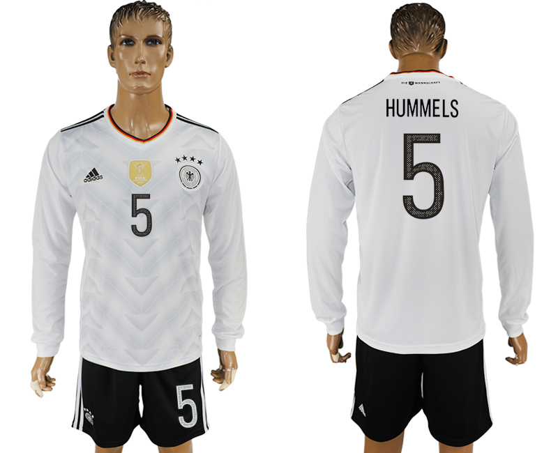 Germany 5 HUMMELS Home 2017 FIFA Confederations Cup Long Sleeve Soccer Jersey