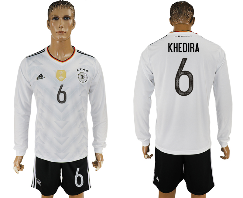 Germany 6 KHEDIRA Home 2017 FIFA Confederations Cup Long Sleeve Soccer Jersey