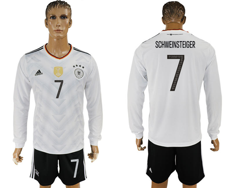 Germany 7 SCHWEINSTEIGER Home 2017 FIFA Confederations Cup Long Sleeve Soccer Jersey