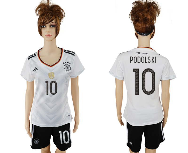 Germany 10 PODOLSKI Home 2017 FIFA Confederations Cup Women Soccer Jersey