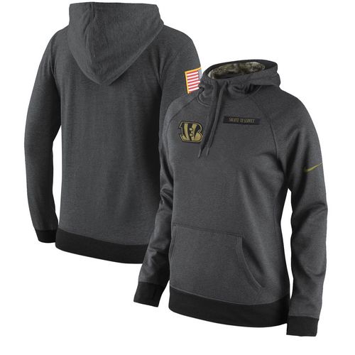 Nike Bengals Anthracite Salute to Service Women Pullover Hoodie