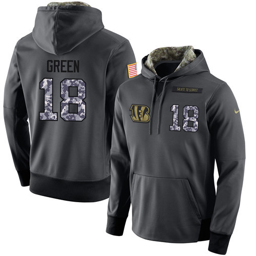 Nike Bengals 18 A.J. Green Anthracite Salute to Service Pullover Hoodie