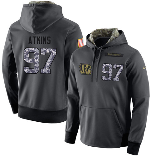Nike Bengals 97 Geno Atkins Anthracite Salute to Service Pullover Hoodie