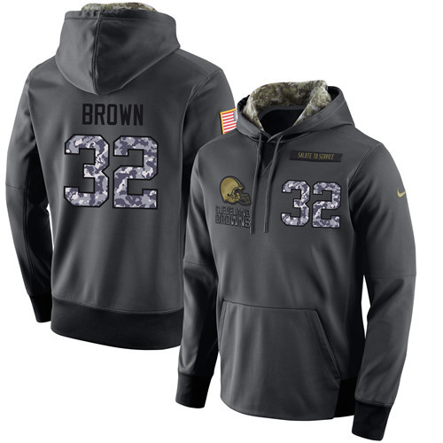 Nike Browns 32 Jim Brown Anthracite Salute to Service Pullover Hoodie Nike Browns 32 Jim Brown Anthracite Salute to Service Pullover Hoodie