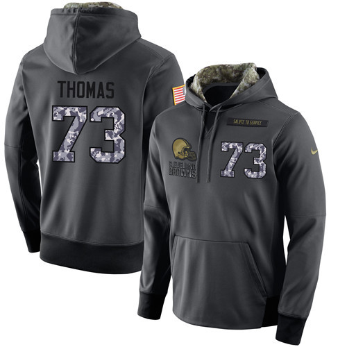 Nike Browns 73 Joe Thomas Anthracite Salute to Service Pullover Hoodie