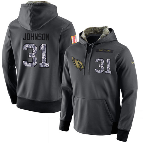 Nike Cardinals 31 David Johnson Anthracite Salute to Service Pullover Hoodie