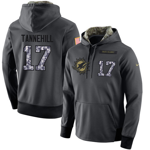 Nike Dolphins 17 Ryan Tannehill Anthracite Salute to Service Pullover Hoodie