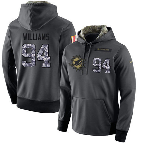 Nike Dolphins 94 Mario Williams Anthracite Salute to Service Pullover Hoodie