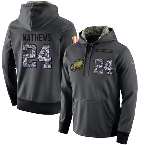Nike Eagles 24 Ryan Mathews Anthracite Salute to Service Pullover Hoodie