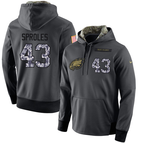 Nike Eagles 43 Darren Sproles Anthracite Salute to Service Pullover Hoodie - Click Image to Close