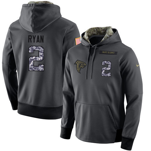Nike Falcons 2 Matt Ryan Anthracite Salute to Service Pullover Hoodie