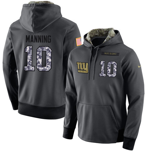 Nike Giants 10 Eli Manning Anthracite Salute to Service Pullover Hoodie
