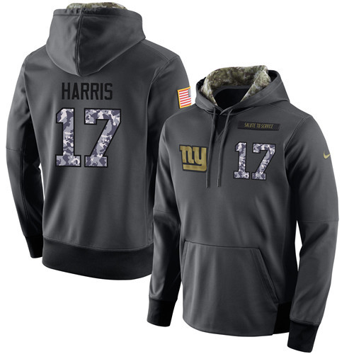 Nike Giants 17 Dwayne Harris Anthracite Salute to Service Pullover Hoodie