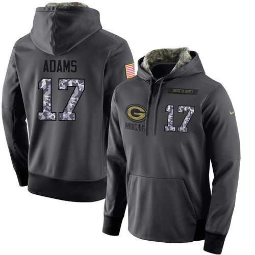 Nike Packers 17 Davante Adams Anthracite Salute to Service Pullover Hoodie