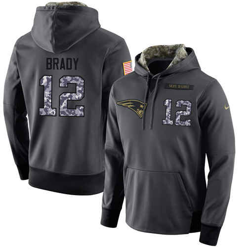 Nike Patriots 12 Tom Brady Anthracite Salute to Service Pullover Hoodie