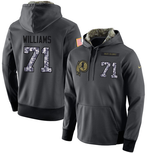Nike Redskins 71 Trent Williams Anthracite Salute to Service Pullover Hoodie
