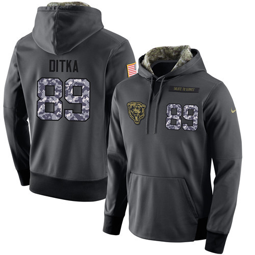 Nike Bears 89 Mike Ditka Anthracite Salute to Service Pullover Hoodie