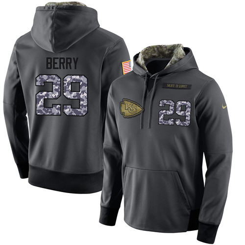 Nike Chiefs 29 Eric Berry Anthracite Salute to Service Pullover Hoodie - Click Image to Close