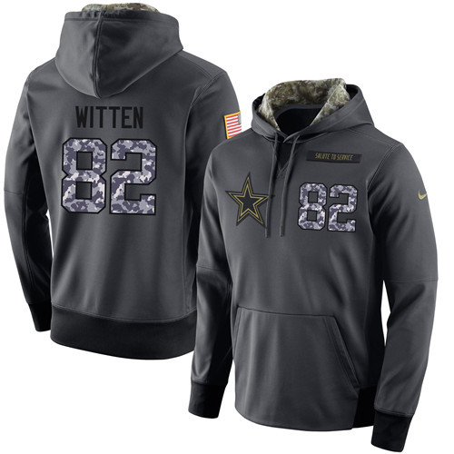 Nike Cowboys 82 Jason Witten Anthracite Salute to Service Pullover Hoodie - Click Image to Close