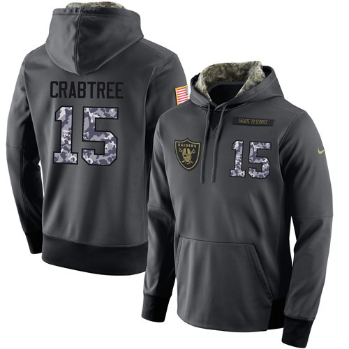 Nike Raiders 15 Michael Crabtree Anthracite Salute to Service Pullover Hoodie