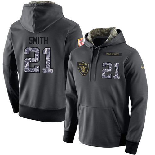 Nike Raiders 21 Sean Smith Anthracite Salute to Service Pullover Hoodie