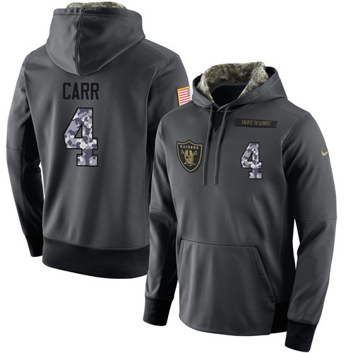 Nike Raiders 4 Derek Carr Anthracite Salute to Service Pullover Hoodie - Click Image to Close