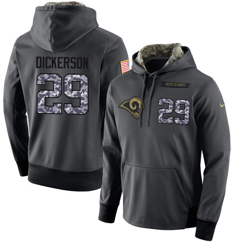 Nike Rams 29 Eric Dickerson Anthracite Salute to Service Pullover Hoodie