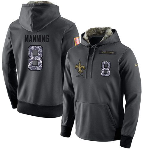 Nike Saints 8 Archie Manning Anthracite Salute to Service Pullover Hoodie