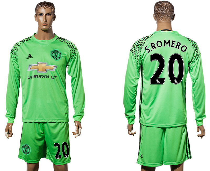2016-17 Manchester United 20 S.ROMERO Green Long Sleeve Goalkeeper Soccer Jersey