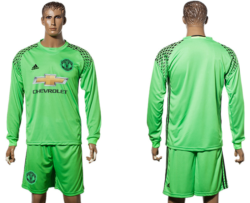2016-17 Manchester United Green Long Sleeve Goalkeeper Soccer Jersey