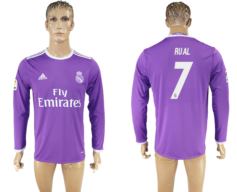 2016-17 Real Madrid 7 RAUL Away Long Sleeve Thailand Soccer Jersey