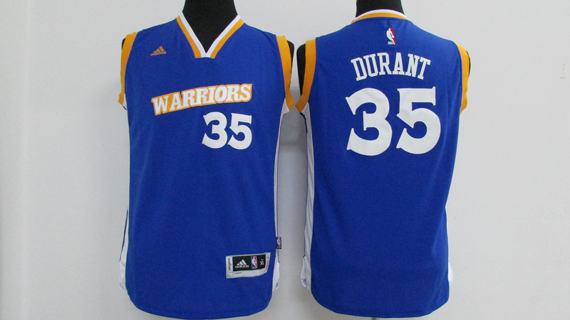 Warriors 35 Kevin Durant Royal Youth Stretch Crossover Swingman Jersey