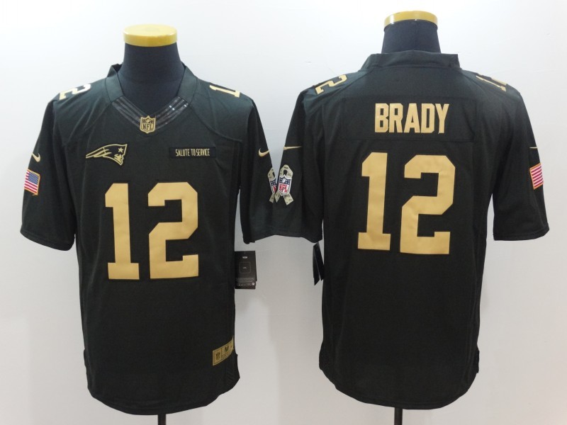 Nike Patriots 12 Tom Brady Anthracite Gold Limited Jersey