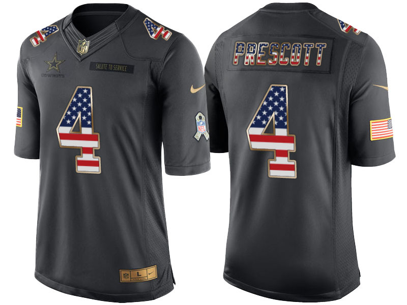 Nike Cowboys 4 Dak Prescott Anthracite USA Flag Limited Jersey