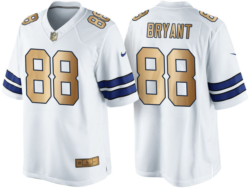 Nike Cowboys 88 Dez Bryant White Gold Limited Jersey