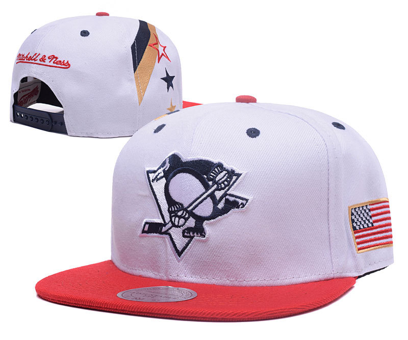 Penguins Team Logo White Mitchell & Ness Adjustable Hat GS