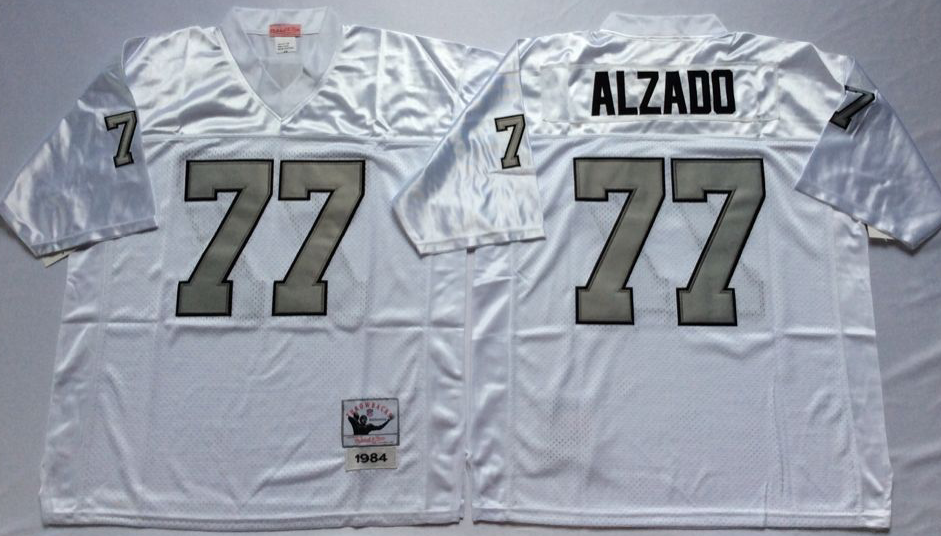 Raiders 77 Lyle Alzado White Silver Number Throwback Jersey