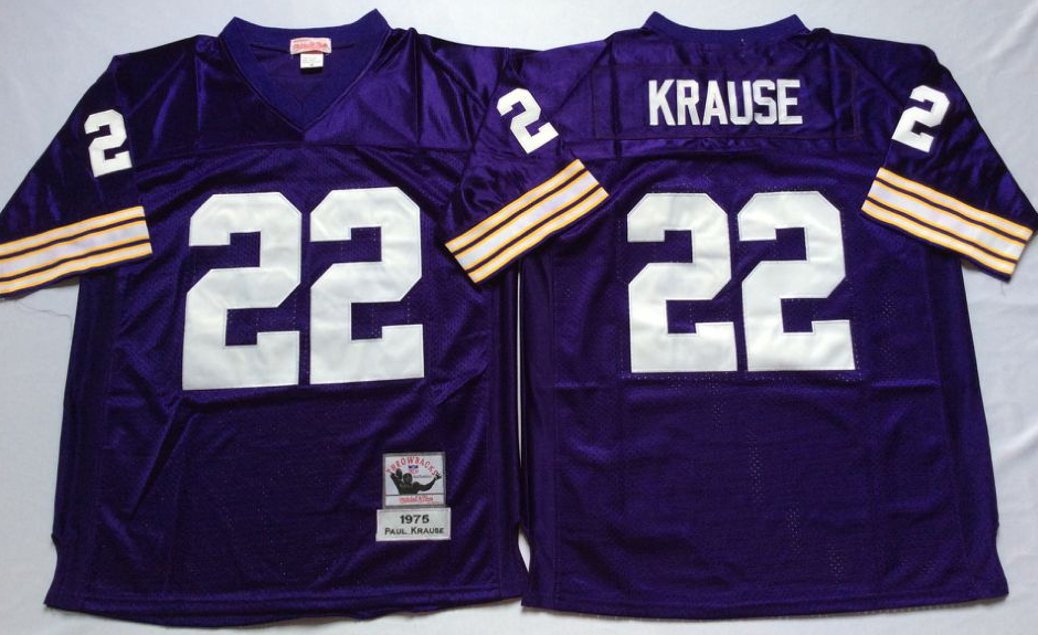 Vikings 22 Paul Krause Purple Throwback Jersey