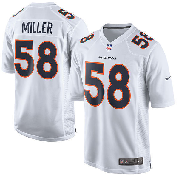 Nike Broncos 58 Von Miller White Game Event Jersey - Click Image to Close