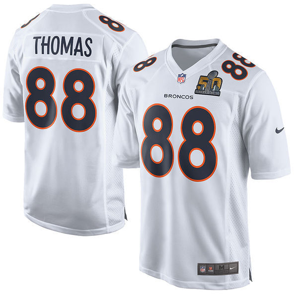 Nike Broncos 88 Demaryius Thomas White Super Bowl 50 Bound Game Event Jersey