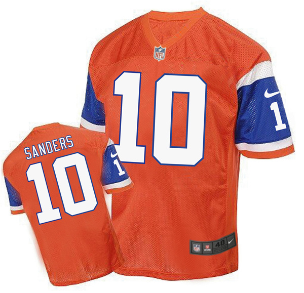 Nike Broncos 10 Emmanuel Sanders Orange Throwback Elite Jersey