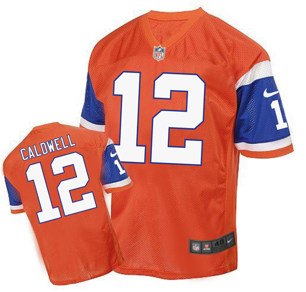 Nike Broncos 12 Andre Caldwell Orange Throwback Elite Jersey
