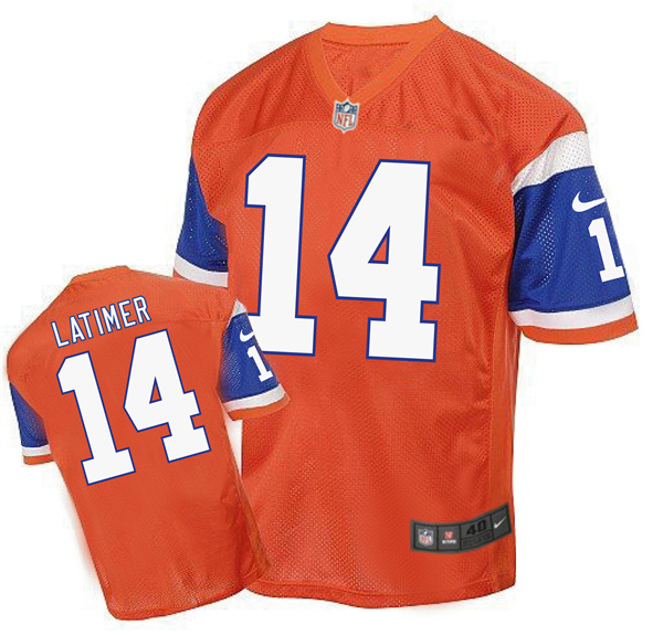 Nike Broncos 14 Cody Latimer Orange Throwback Elite Jersey