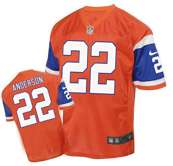 Nike Broncos 22 C.J. Anderson Orange Throwback Elite Jersey