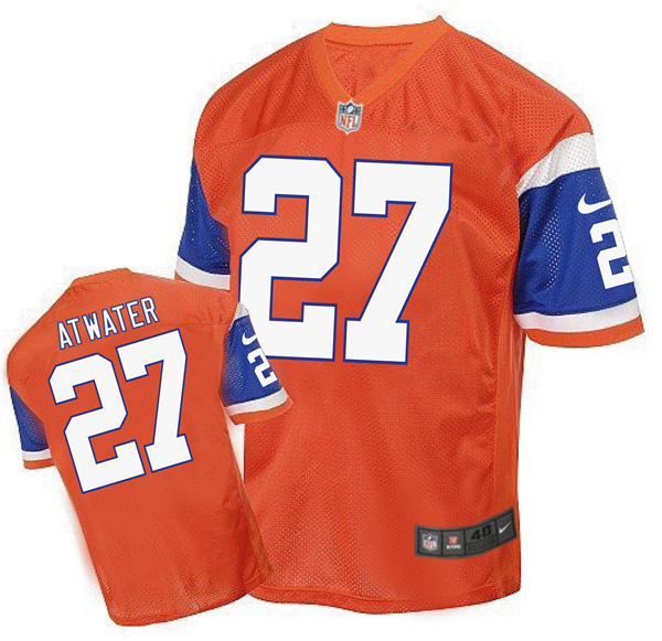 Nike Broncos 27 Steve Atwater Orange Throwback Elite Jersey