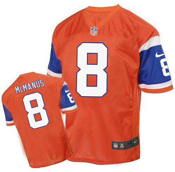 Nike Broncos 8 Brandon McManus Orange Throwback Elite Jersey