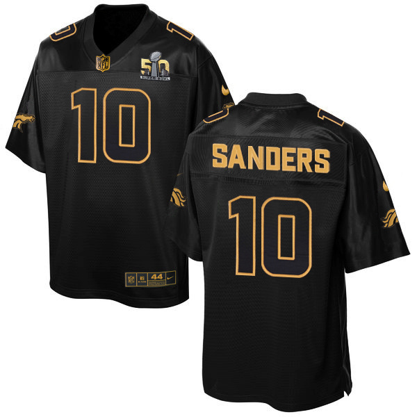 Nike Broncos 10 Emmanuel Sanders Black Super Bowl 50 Gold Collection Elite Jersey - Click Image to Close