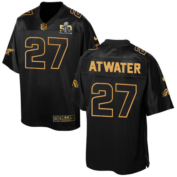 Nike Broncos 27 Steve Atwater Black Super Bowl 50 Gold Collection Elite Jersey