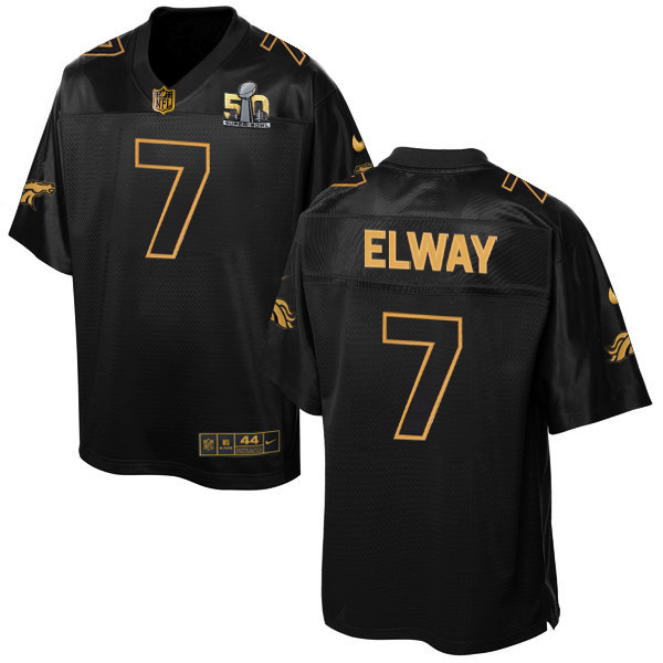 Nike Broncos 7 John Elway Black Super Bowl 50 Gold Collection Elite Jersey - Click Image to Close