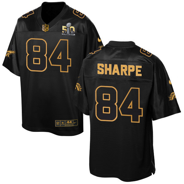 Nike Broncos 84 Shannon Sharpe Black Super Bowl 50 Gold Collection Elite Jersey